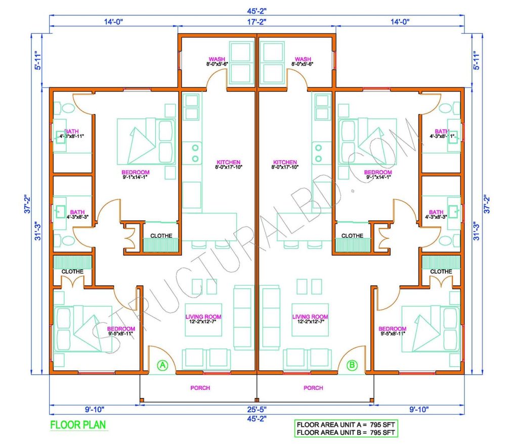 Modern Multi Family House Plans free Download